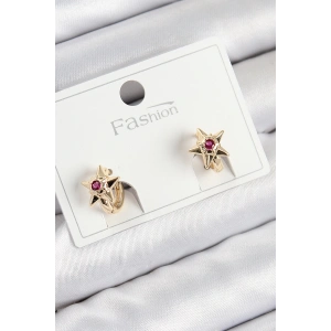 Pirinç Zirkon Taşlı Yıldız Model Gold Renk Çocuk Küpe