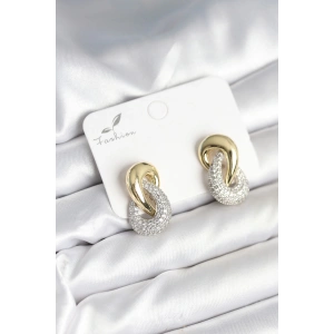 Sarmal Model Gold Gümüş Renk Pirinç Kadın Küpe