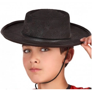 Siyah Renk Keçe Flamenko Şapkası Çocuk Boy
