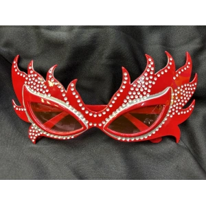 Taşlı Göz Kamaştıran Gecenin Yıldızı Kırmızı Parti Alev Gözlük