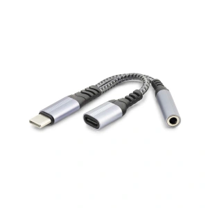Type-C To Type-C + 3.5 Mm F Kablo Audıo Siyah GJ-014