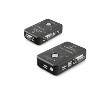 Vga Usb Kvm Switch 2 In 1 Out + 2 Port Usb Console + 2 Port Usb Pc (Klavye/Mouse + Yazıcı) - Siyah HDX1360