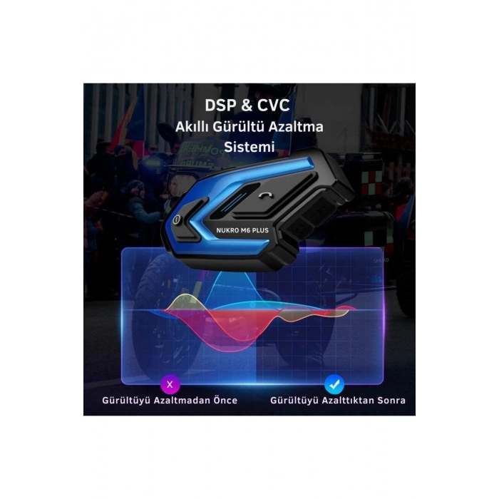 M6 PLUS Bluetooth 6 Kişilik İnterkom Kırmızı Motozilla