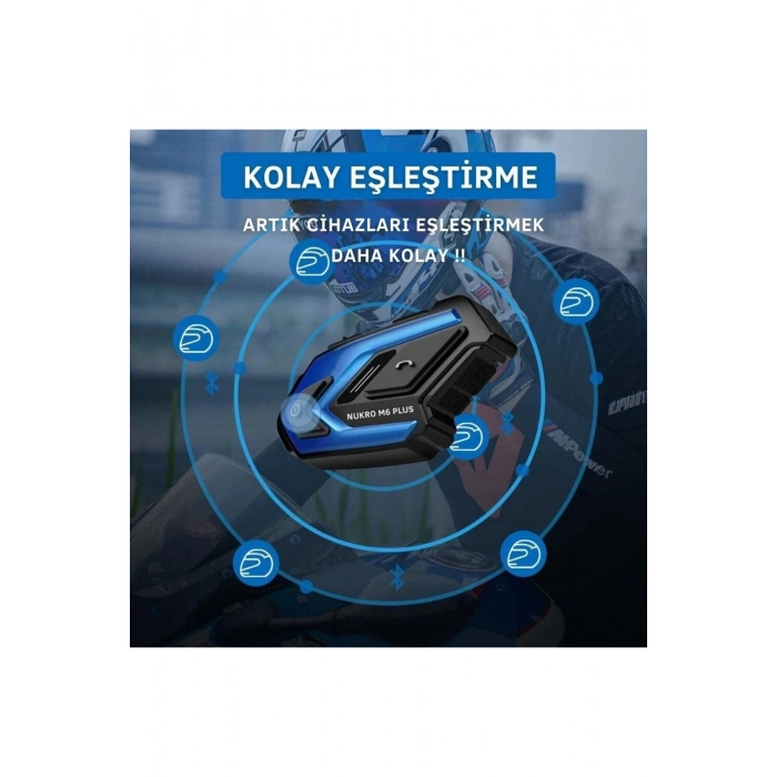 M6 PLUS Bluetooth 6 Kişilik İnterkom Kırmızı Motozilla