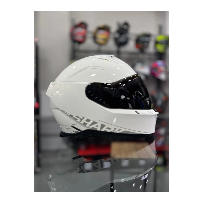 Skwal i3 Blank Beyaz Ledli Kask Şeffaf Vizörlü