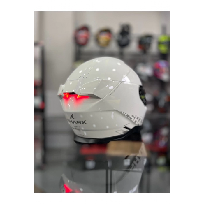 Skwal i3 Blank Beyaz Ledli Kask Şeffaf Vizörlü