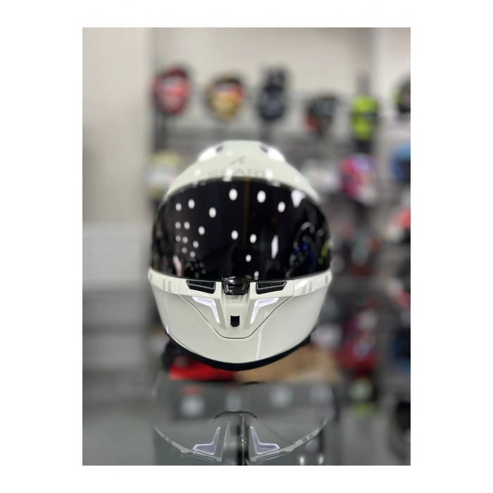 Skwal i3 Blank Beyaz Ledli Kask Şeffaf Vizörlü