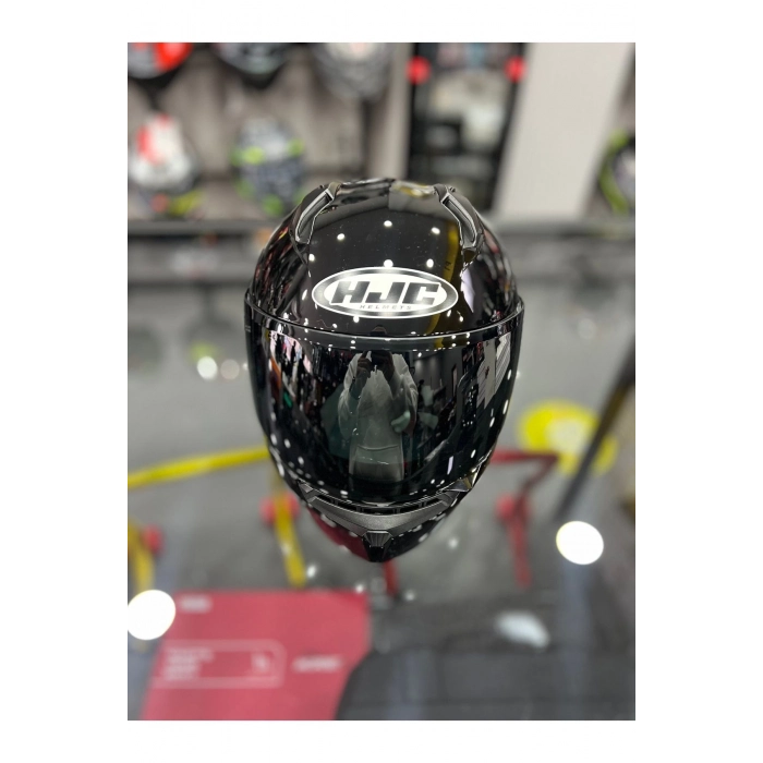 C10 Kapalı Motosiklet Kaskı Parlak Siyah Şeffaf Vizörlü