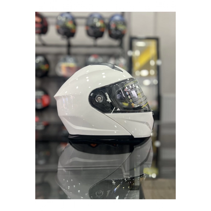 Çene Açılır Kask Beyaz