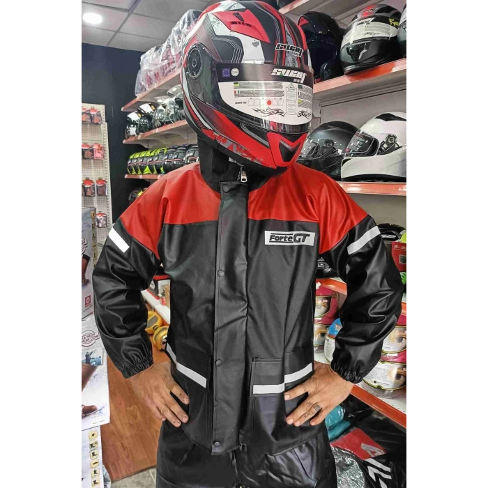 Gt Cepli Ve Reflektörlü Yağmurluk Takım Kırmızı