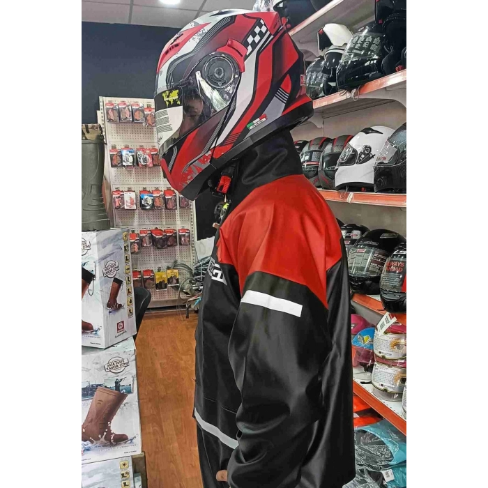 Gt Cepli Ve Reflektörlü Yağmurluk Takım Kırmızı