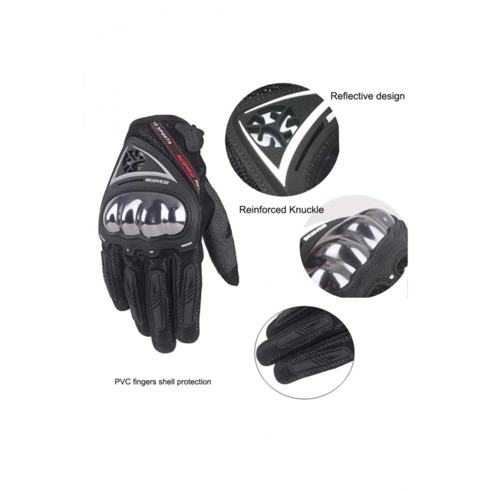 Erkek Siyah Mc44 Yazlık Full Korumalı Profesyonel Uzun Eldiven