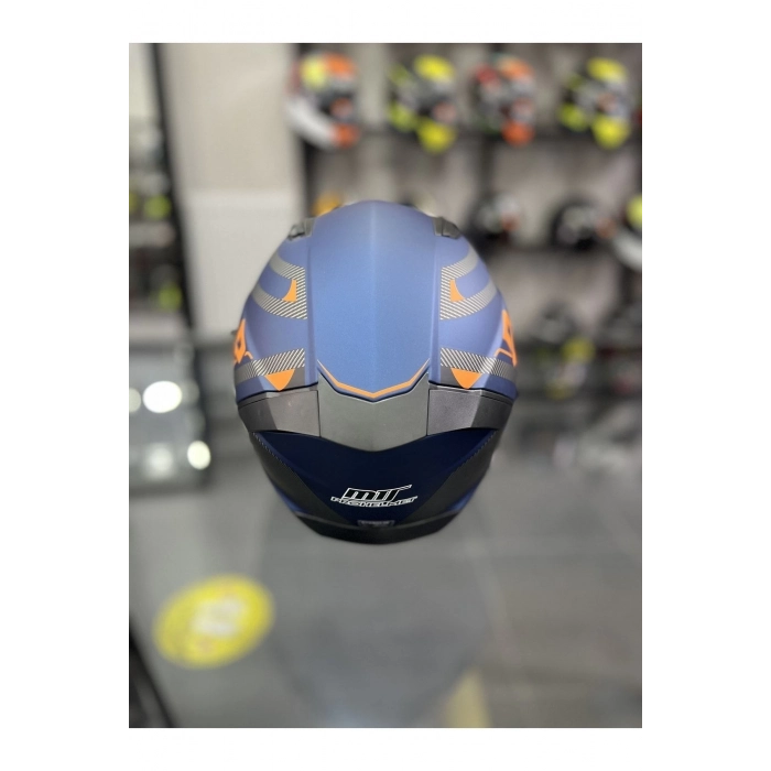 Helmets Kapalı Full Face Kask Mavi Siyah Vizörlü