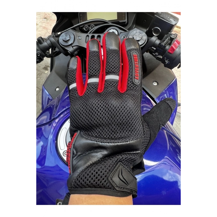 Motosiklet Eldiveni Yazlık Kırmızı Fileli