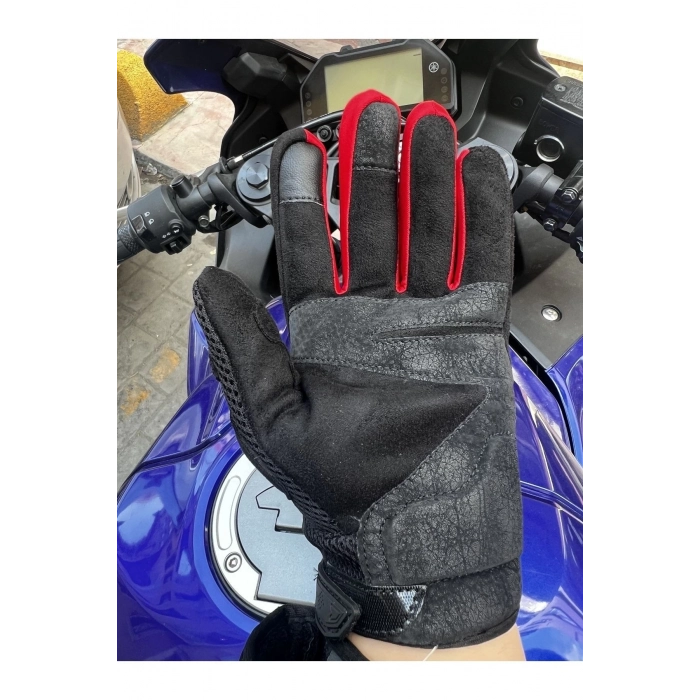 Motosiklet Eldiveni Yazlık Kırmızı Fileli