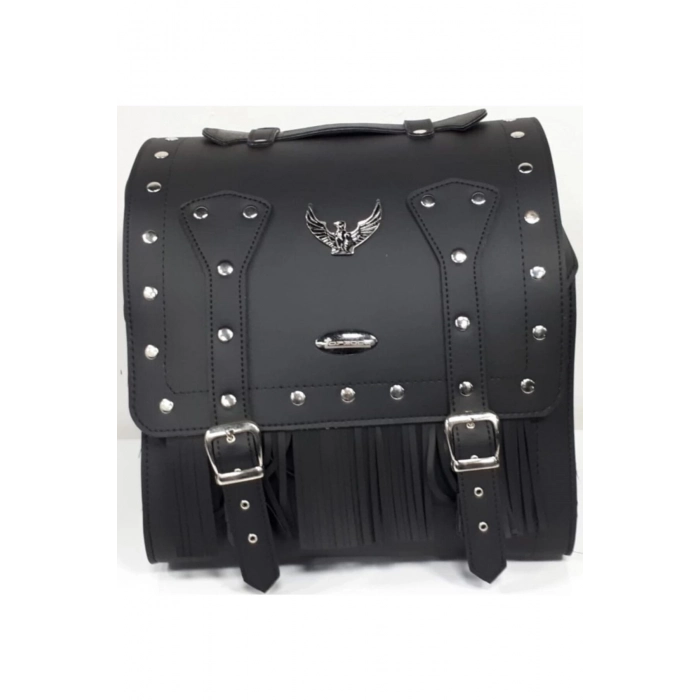 Siyah Motosiklet Arka Deri Çanta-