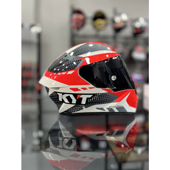TT-COURSE KASK GEAR SİYAH KIRMIZI ŞEFFAF VİZÖRLÜ