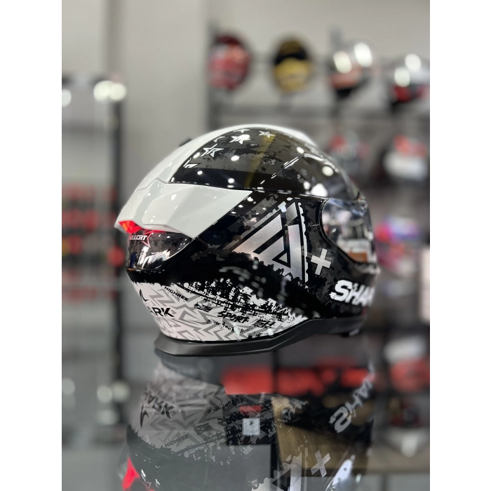 Skwal i3 Hellcat Parlak Siyah Beyaz Şeffaf ( x1 Silver Vizör)