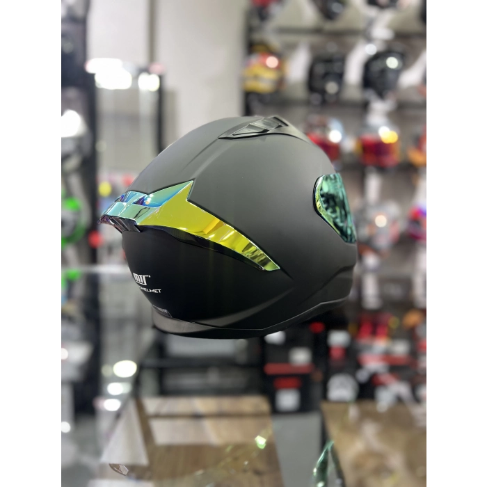 Prohelmets Mat Siyah Gold Vizör 201
