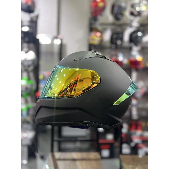 Prohelmets Mat Siyah Gold Vizör 201
