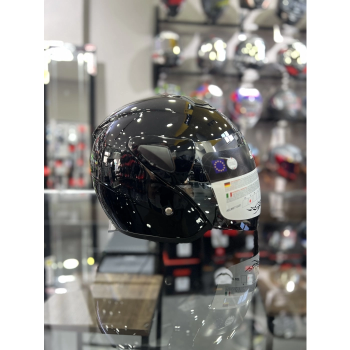 700 Parlak Siyah Yarım Kask