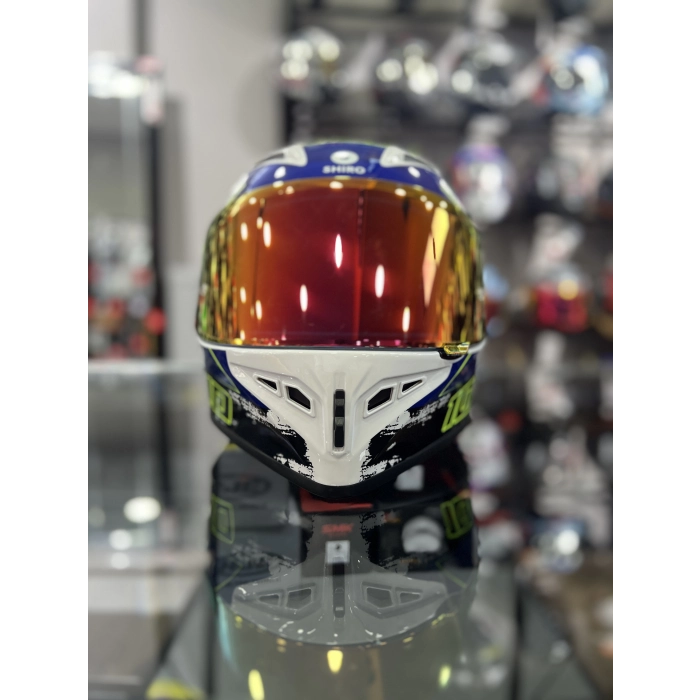 Beyaz Mavi Kask Dog Gold (+1 Şeffaf Vizör)