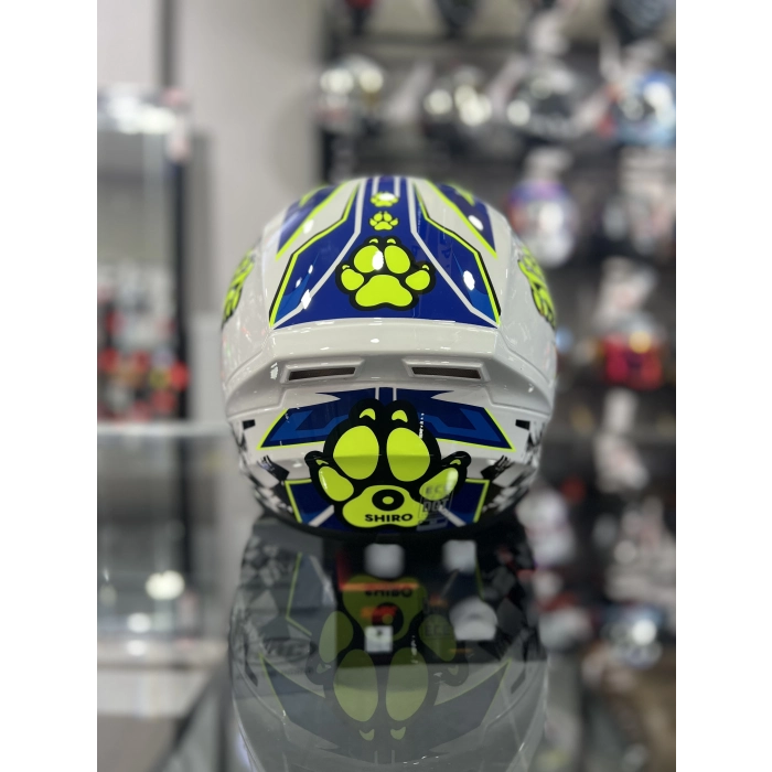 Beyaz Mavi Kask Dog Gold (+1 Şeffaf Vizör)