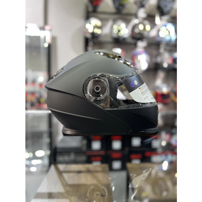 Çene Açılır Kask Mat Siyah Güneş Vizörlü