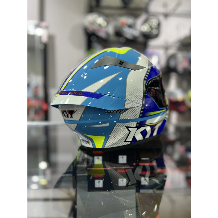 TT-COURSE KASK GRAND PRIX AÇIK MAVİ BEYAZ ŞEFFAF VİZÖRLÜ