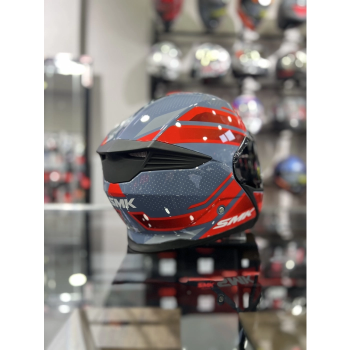 GULLWING SUPER TOUR KIRMIZI GRİ ÇENE AÇILIR KASK ŞEFFAF VİZÖRLÜ