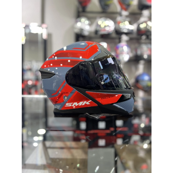 GULLWING SUPER TOUR KIRMIZI GRİ ÇENE AÇILIR KASK ŞEFFAF VİZÖRLÜ