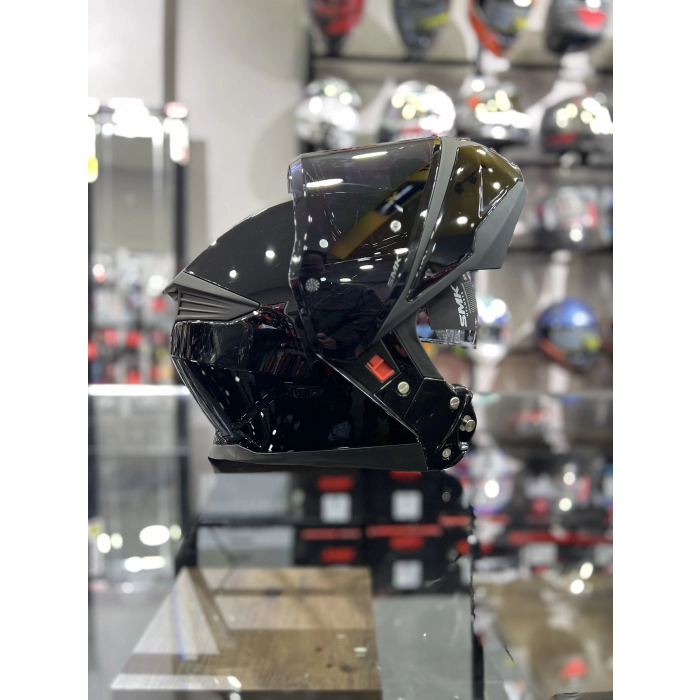 GULLWİNG PARLAK SİYAH ÇENE AÇILIR KASK ŞEFFAF VİZÖRLÜ