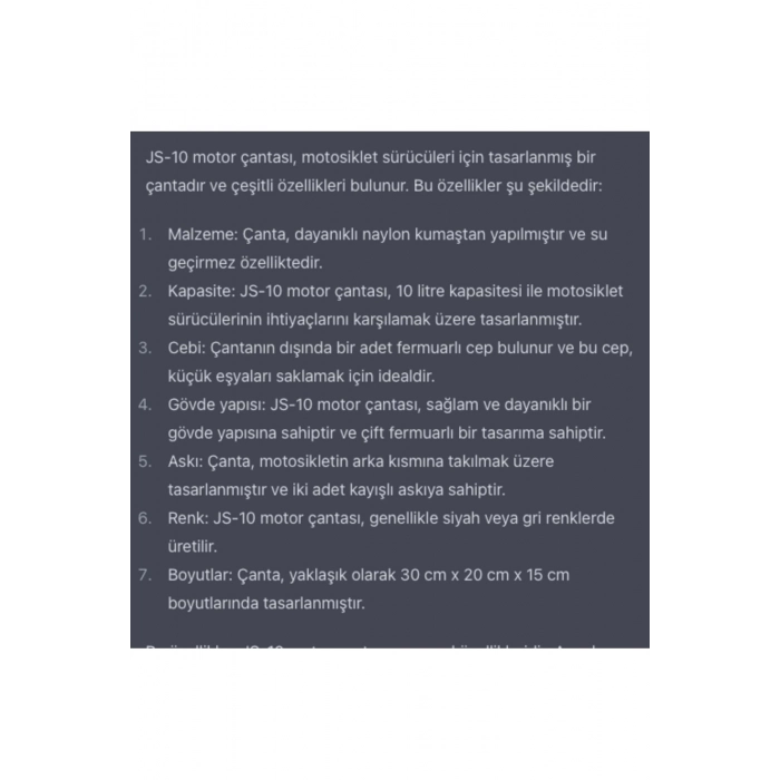 Js-10 Racıng Yan Çanta