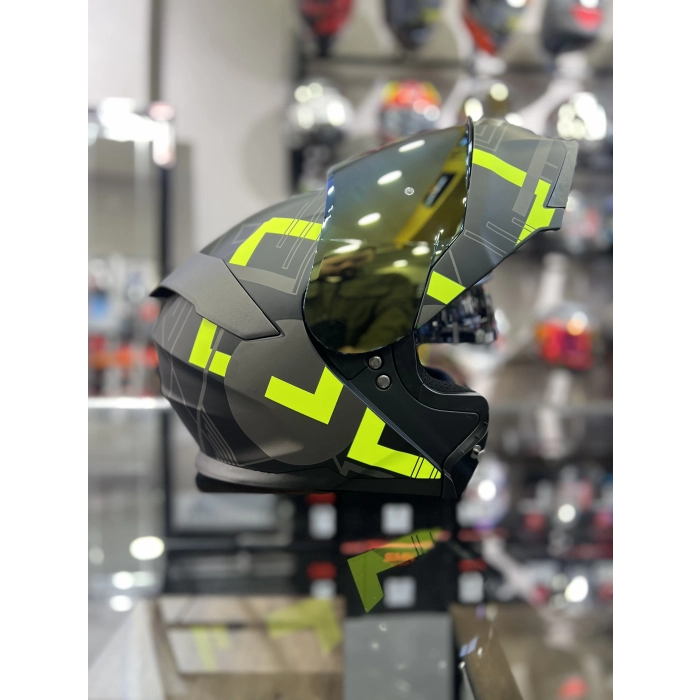 Sarı 912 Çene Açılır Kask Renkli Vİzörlü (+1 Şeffaf Vizör)