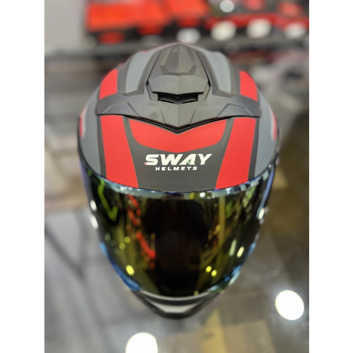 Kırmızı Siyah 912 Çene Açılır Kask Gold Vizörlü(+1 Şeffaf Vizör)