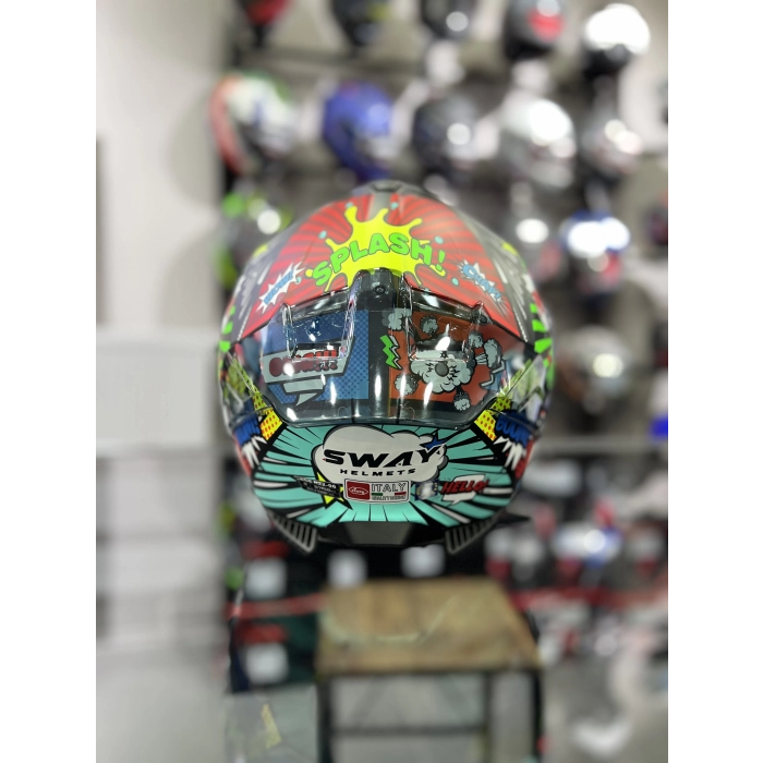 865 Colorful Kapalı Kask Güneş Vizörlü