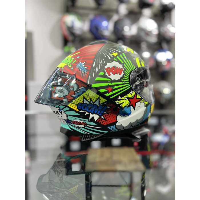 865 Colorful Kapalı Kask Güneş Vizörlü