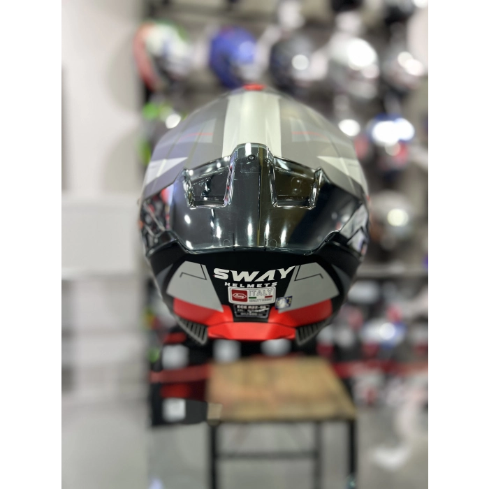 865 Kırmızı Siyah Kapalı Kask Güneş Vizörlü