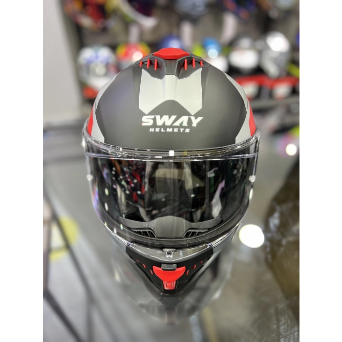 865 Kırmızı Siyah Kapalı Kask Güneş Vizörlü