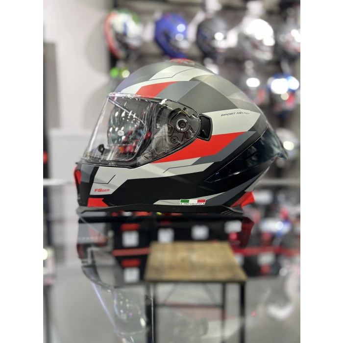 865 Kırmızı Siyah Kapalı Kask Güneş Vizörlü