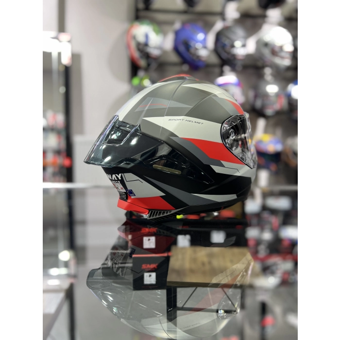 865 Kırmızı Siyah Kapalı Kask Güneş Vizörlü