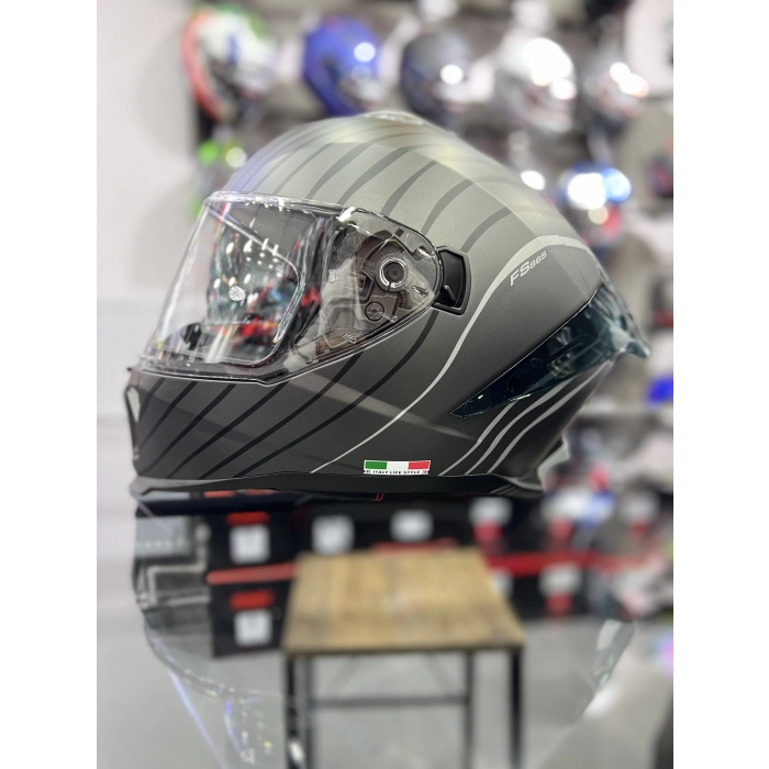 865 Space Siyah Beyaz Kapalı Kask Güneş Vizörlü