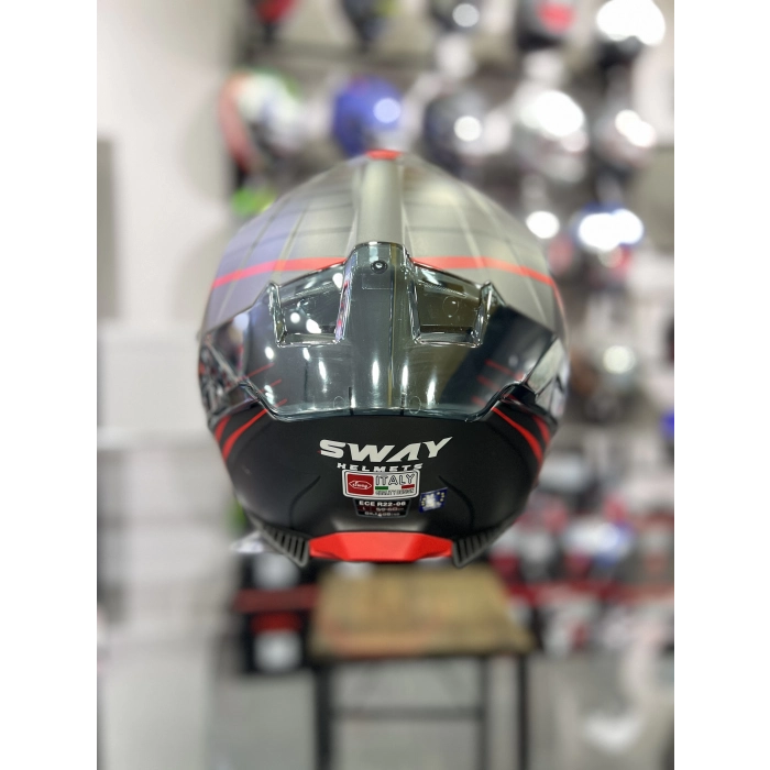 865 Space Kırmızı Siyah Kapalı Kask Güneş Vizörlü