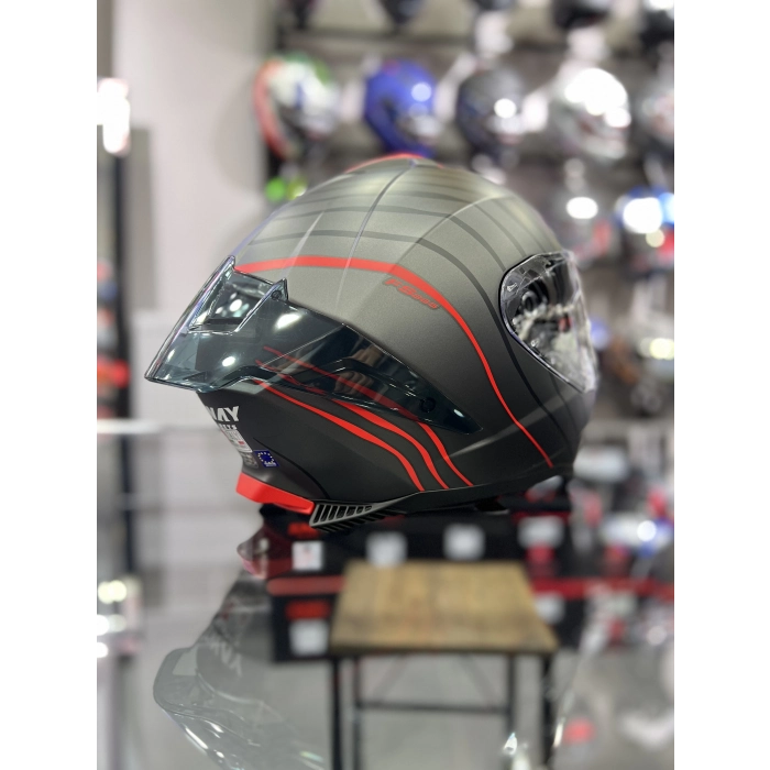 865 Space Kırmızı Siyah Kapalı Kask Güneş Vizörlü