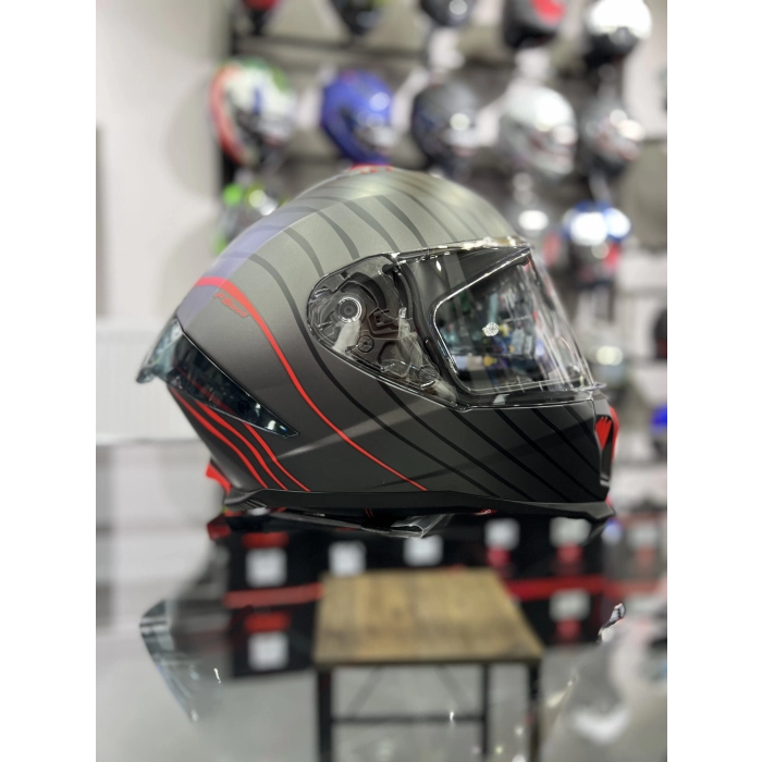 865 Space Kırmızı Siyah Kapalı Kask Güneş Vizörlü