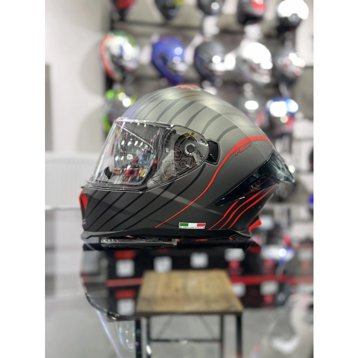 865 Space Kırmızı Siyah Kapalı Kask Güneş Vizörlü