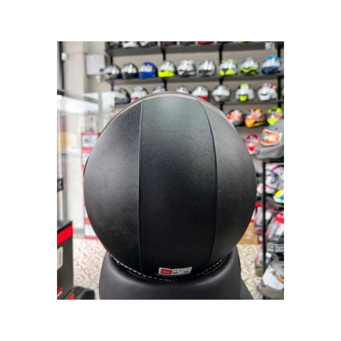 701 Deri Kaplı Yarı Camlı Elektrikli Bisiklet Motosiklet Scooter Kaskı 2xl Beden Siyah