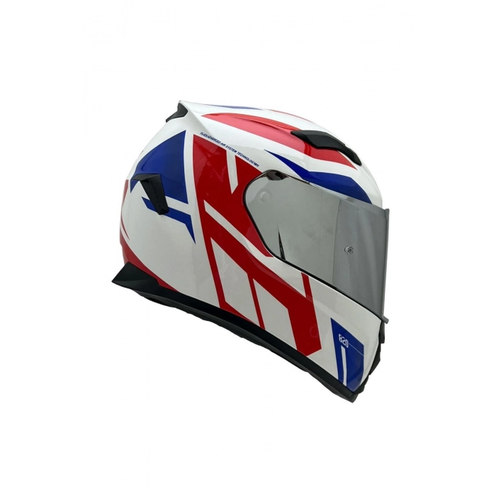 820 TAM KAPALI KASK DAKAR 2 KIRMIZI MAVİ