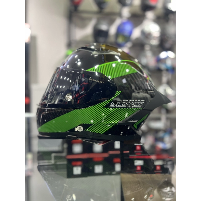 871 Ghost Yeşil Siyah Vizörlü Kapalı Kask