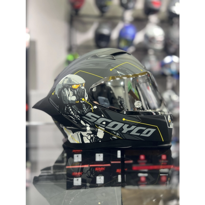 871 CYBER Gümüş Vizörlü Kapalı Kask